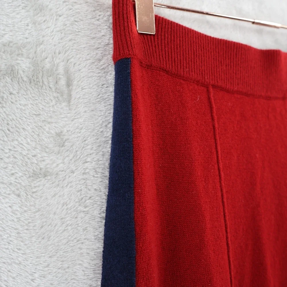 J.Crew Collection Cashmere Track Pants Women M Red Wide Leg Side Stripe $298 NWT - Picture 12 of 16